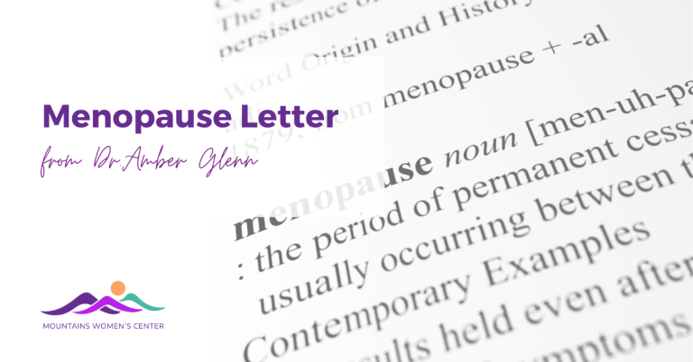 Menopause letter from Dr. Glenn